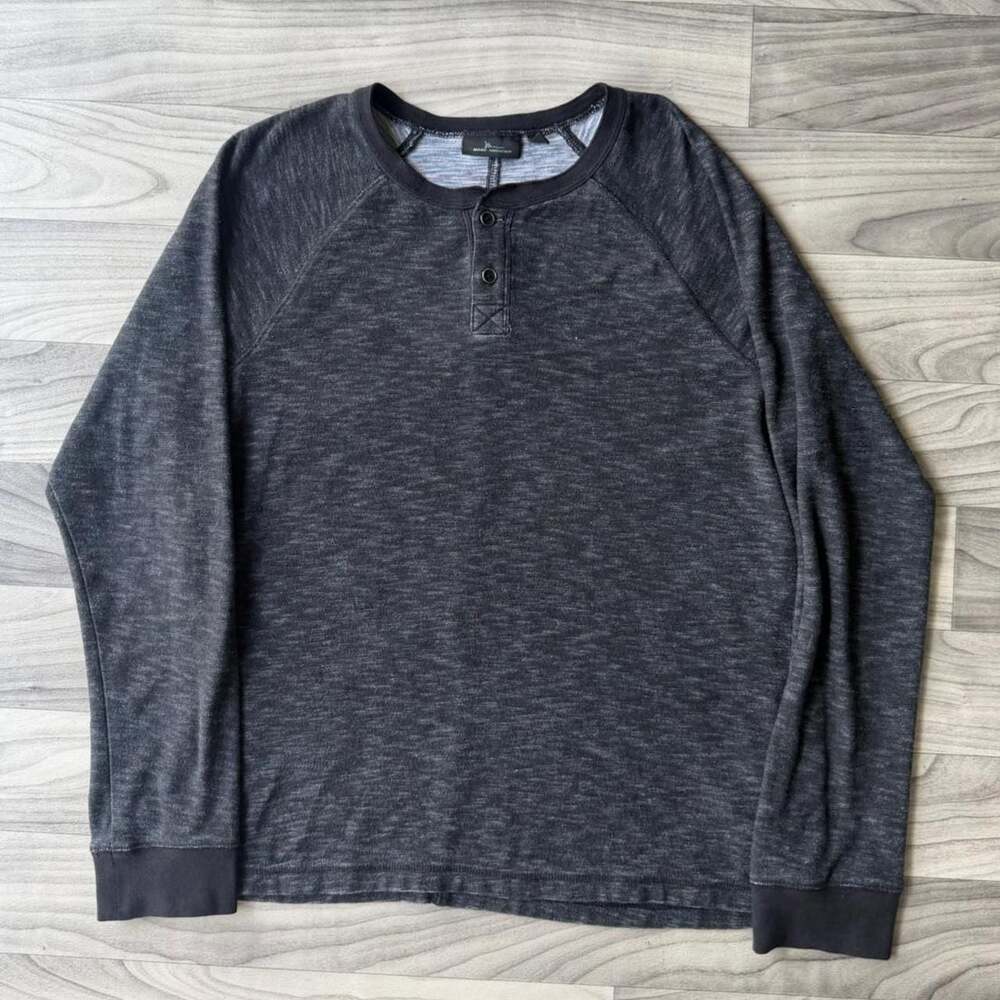 Marc Anthony Y2K Grey Thermal Henley Longsleeve